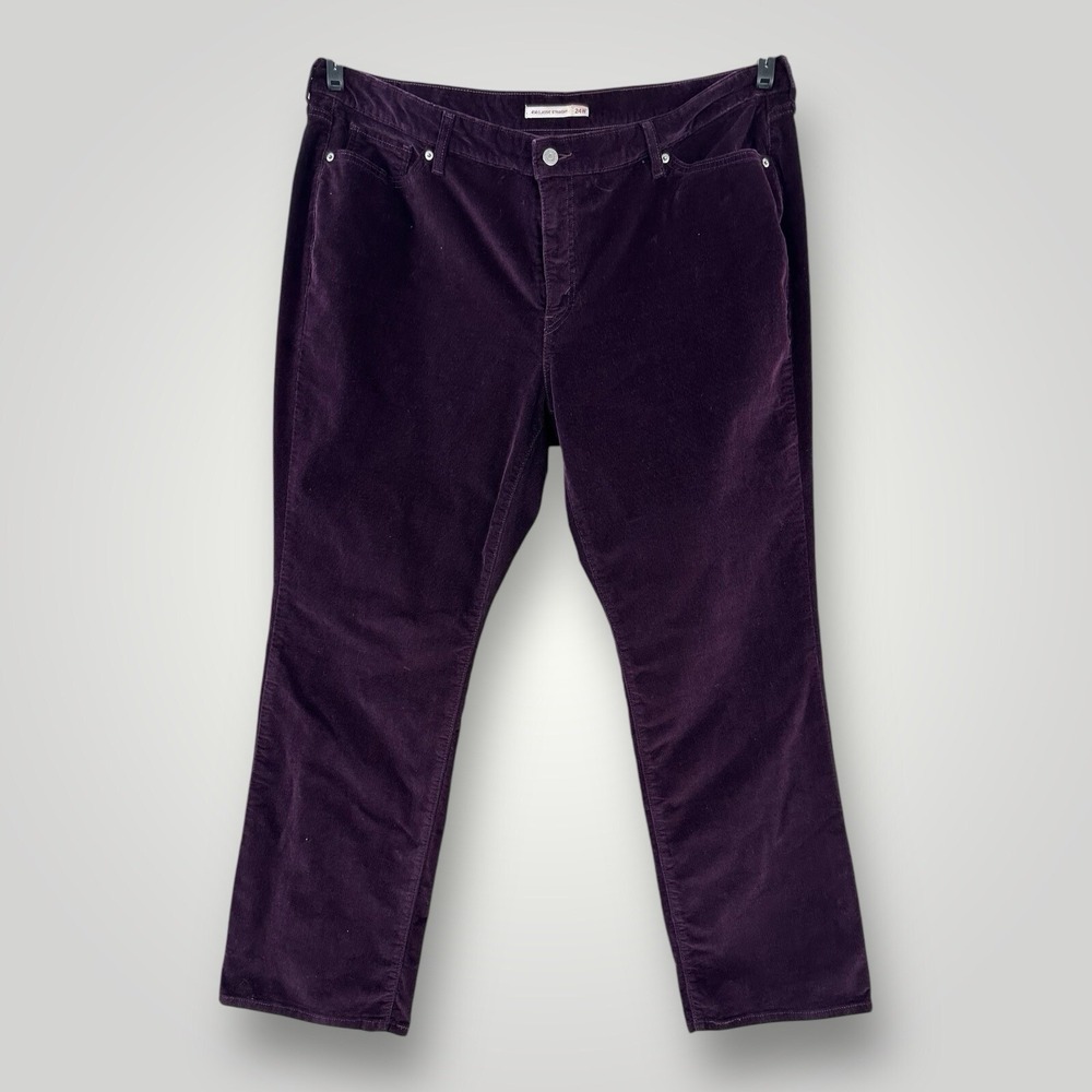 Levis 414 Corduroy Pants Womens 24W‎ Purple Straight Leg Y2K Plus Size